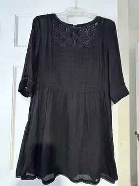 J. Crew Black Lace Cotton Mini Dress with Slip